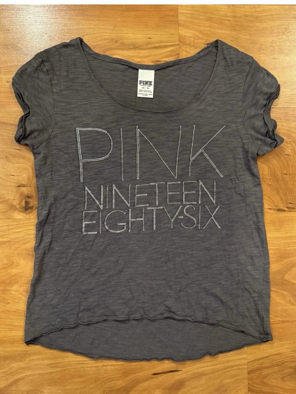 Y2K VTG Victoria’s Secret PINK Short T-Shirt Bling Holographic Lace Size XS